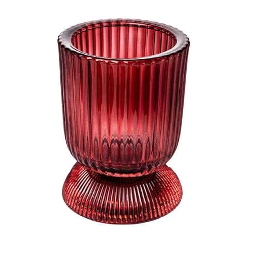 Teelichthalter aus Glas Goblet 10cm. Teelichtglas Windlicht Kerzenhalter Kerzenglas Tischdeko für Zuhause (Burgund) von Sandra Rich GmbH