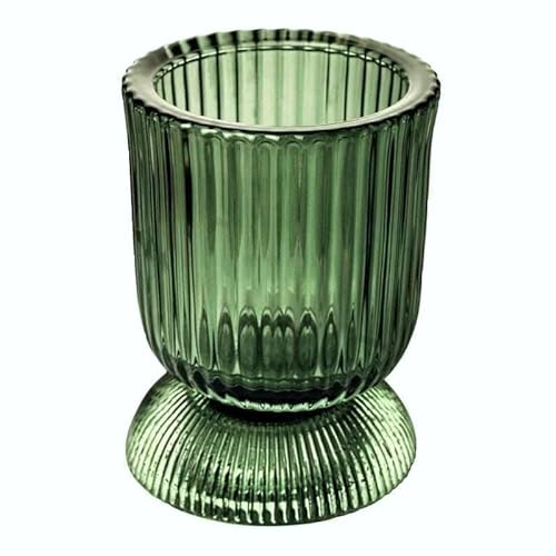Teelichthalter aus Glas Goblet 10cm. Teelichtglas Windlicht Kerzenhalter Kerzenglas Tischdeko für Zuhause (Grün) von Sandra Rich GmbH