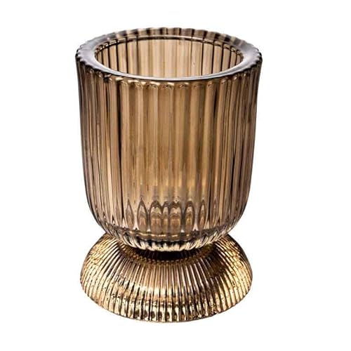 Teelichthalter aus Glas Goblet 10cm. Teelichtglas Windlicht Kerzenhalter Kerzenglas Tischdeko für Zuhause (Haselnuss) von Sandra Rich GmbH