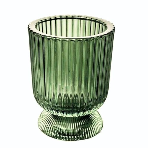 Teelichthalter aus Glas Goblet 11,5cm. Teelichtglas Windlicht Kerzenhalter Kerzenglas Tischdeko für Zuhause (Grün) von Sandra Rich GmbH