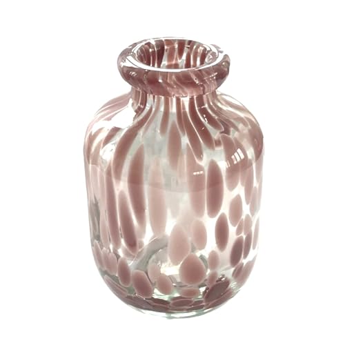 Glasvase Happy Patchy 15cm Rosa PINK. Vase aus Glas, Blumenvase mit Punkten, Konfetti, mundgeblasen von Sandra Rich