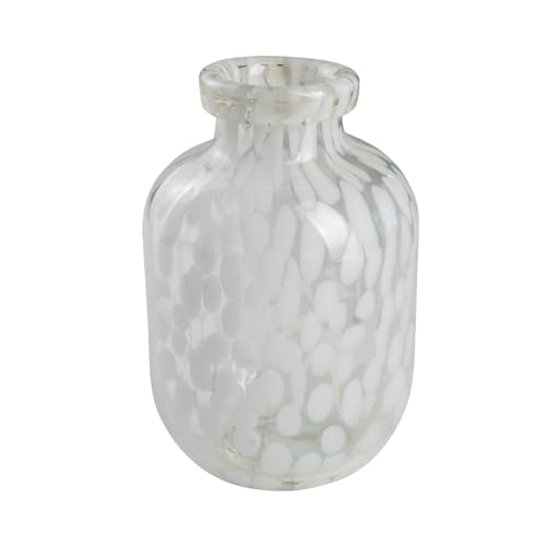 Glasvase Happy Patchy 15cm weiß Weiss. Vase aus Glas, Blumenvase mit Punkten, Konfetti, mundgeblasen von Sandra Rich