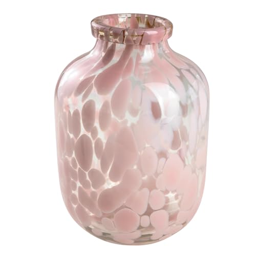 Glasvase Happy Patchy 23cm rosa PINK. Vase aus Glas, Blumenvase mit Punkten, Konfetti, mundgeblasen von Sandra Rich