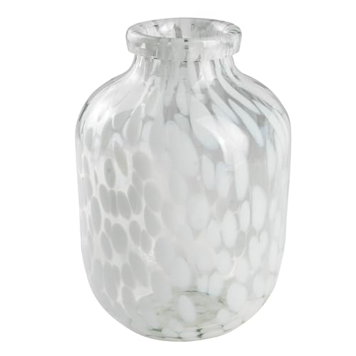 Glasvase Happy Patchy 23cm weiß Weiss. Vase aus Glas, Blumenvase mit Punkten, Konfetti, mundgeblasen von Sandra Rich