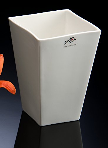 Porzellanblumentopf Square weiß eckig 15 cm hoch Ø 11,0 x 11,0 cm von Sandra Rich von Sandra Rich