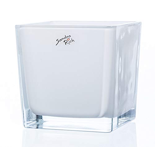 Sandra Rich, Glasübertopf Cube Weiss Cube-Colour Decoration-White 12 x 12 cm Art.: 70210-12 WE von Sandra Rich