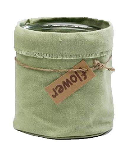 Sandra Rich, Glas- VASE, Windlicht, Übertopf mit Textil ÜBERZUG, 10 x 10,5 cm GRÜN von Sandra Rich