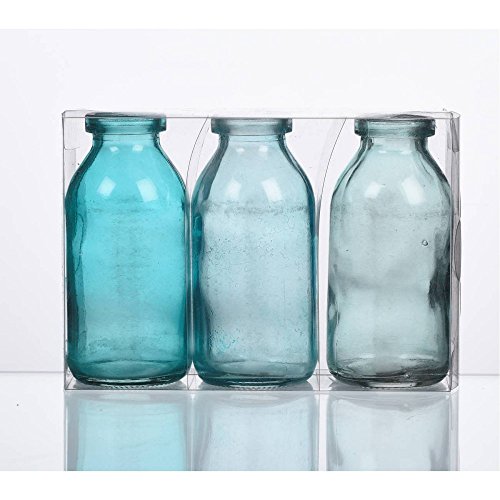 Sandra Rich 3er Pack Flaschenvasen Bottle H. 10cm D. 5cm blau türkis Glas Sandra Rich 3er Pack Flaschenvasen Bottle H. 10cm D. 5cm blau türkis Glas von Sandra Rich