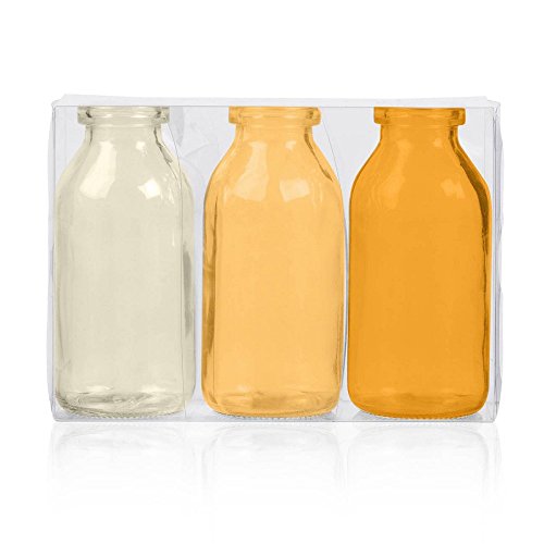 Sandra Rich 3er Pack Flaschenvasen Bottle H. 10cm D. 5cm gelb orange Glas von Sandra Rich