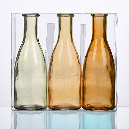 Sandra Rich 3er Pack Flaschenvasen Bottle H. 18,5cm D. 6,5cm gelb orange Glas von Sandra Rich