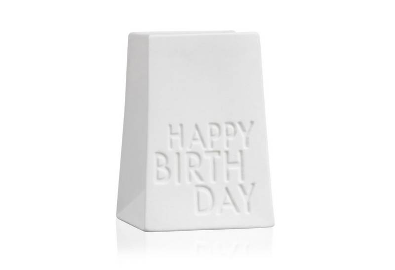 Sandra Rich Dekoobjekt SANDRA RICH, Teelichthalter "HAPPY BIRTHDAY" 10cm. Porzellan weiß matt von Sandra Rich
