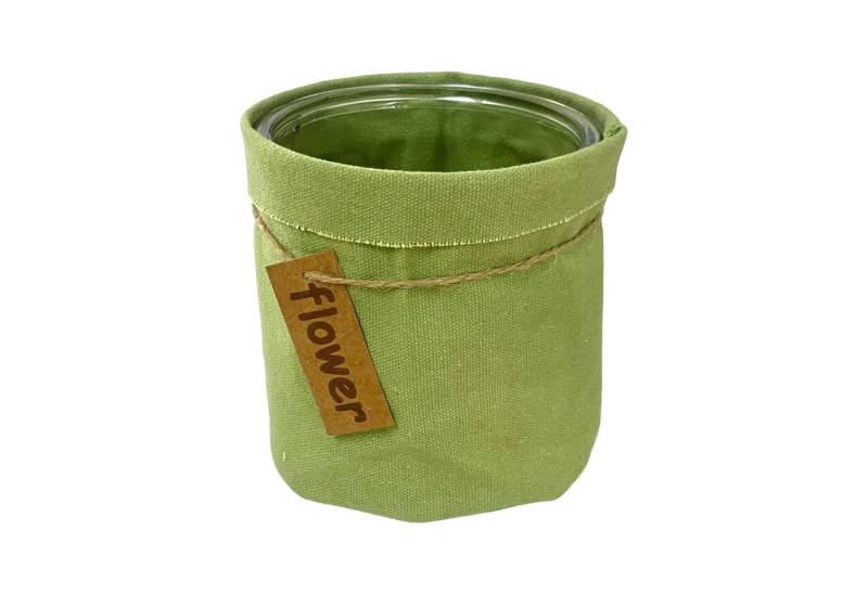 Sandra Rich Dekovase SANDRA RICH, Glas- VASE, Übertopf mit TEXTIL ÜBERZUG, 10x10,5cm GRÜN Sandra Rich Dekovase SANDRA RICH, Glas- VASE, Übertopf mit TEXTIL ÜBERZUG, 10x10,5cm GRÜN von Sandra Rich