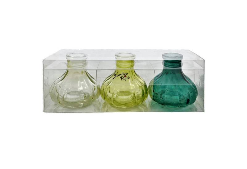 Sandra Rich Dekovase SANDRA RICH GLAS VASE BOTTLE STRIPES 3 kleine Flaschen ca 7x7cm von Sandra Rich