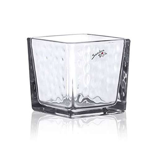 Sandra Rich Teelichthalter, Windlicht Cube Rocky DOTS H. 8cm 8x8cm Glas von Sandra Rich