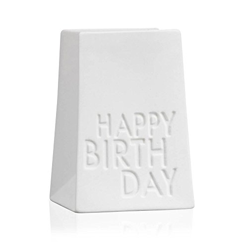 Sandra Rich Teelichthalter Happy Birthday H. 10cm 7x6,5cm weiß Porzellan WA von Sandra Rich