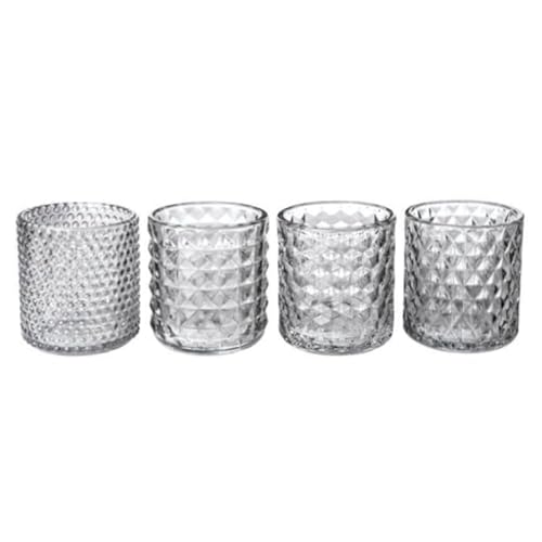 Teelichthalter Style Set mit 4 Teelichtgläsern 9cm. Windlicht Kerzenglas Kerzenhalter 4er Set (Natur/Klar) von Sandra Rich