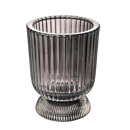 Teelichthalter aus Glas Goblet 11,5cm. Teelichtglas Windlicht Kerzenhalter Kerzenglas Tischdeko für Zuhause (Anthrazit) von Sandra Rich