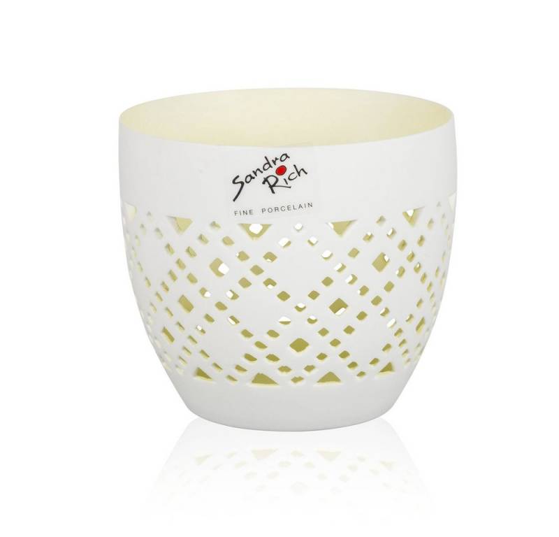 Trockenblume Windlicht - Orient - aus Porzellan - ca. 10 x 10 x 8,8 cm - weiss, Sandra Rich, Höhe 8,8 cm von Sandra Rich