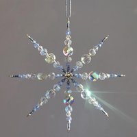 Perlenstern in Hellblau Für Weihnachtsdeko Blau | Weihnachtsstern Aus Perlen Christbaumschmuck Glas Fensterdeko Stern Kristall Ø 9, 5cm von SandraHofmannDecor
