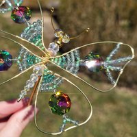 Schmetterling Gartenstecker Bunt | Handgemachter Blumenstecker Aus Glas - Und Kristallperlen Gartendeko Geschenk Für Garten Frühlingsdeko von SandraHofmannDecor