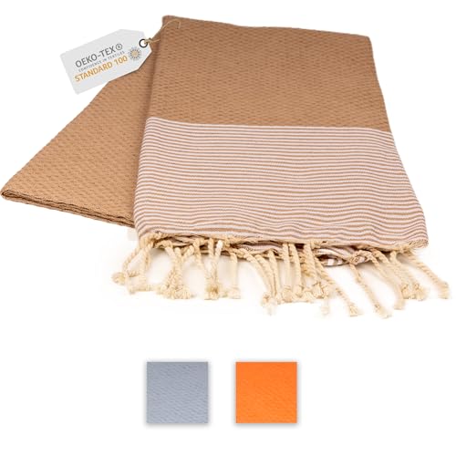 Sandrella | Hamamtuch | Recycelte Baumwolle | Sauna-, Strand-, Dusch-, Bade- & Yogatuch | 90x170cm | Beige von Sandrella