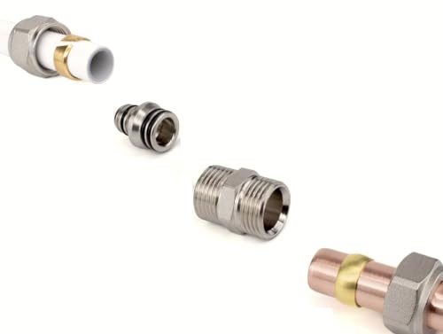 Sandy Beach 15mm auf 16mm Kompressionsadapter-Reduzierstuck, langlebiger Messing-Rohrverbinder für Kupferrohre, Handtuchheizkorpersysteme, TRV Heizkorperventile, Thermostatisches Heizkorperventil (2) von Sandy Beach