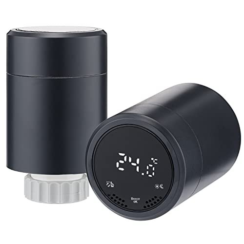 Sandy Beach Smart Heating Anthrazit Thermostat TRV Heizkörperventile mit Zigbee Gateway Verbindung zu Amazon Alexa Google Home (Zusätzliches Thermostat) von Sandy Beach