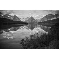 st. Mary's Lake Glacier National Park, Montana Berglandschaft, Leinwand-Wandkunstdrucke, Schwarz-Weiß-Dekor von SandyDobbsPhoto