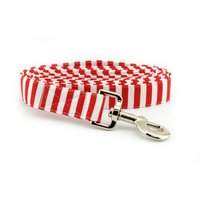 Gestreifte Hundeleine - Rot & Weiß ~ Aus Stoff Silberne Hardware Sandy Paws Collar Co von SandyPawsCollarCo