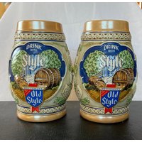 Ein Paar Bierkrug Im Alten Stil - By G Heileman Co 1983 Limited Edition "Drink With Style" von SandysShopping