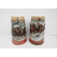 Vintage 1988 Paar Ceramarte Budweiser Bierkrüge - Limitierte Edition von SandysShopping