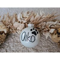 Personalisierte Christbaumkugeln/Weihnachtskugel Aus Glas Mit Name + Pfote | Verschiedene Farben Verfügbar 6cm Durchmesser von SandysWerk