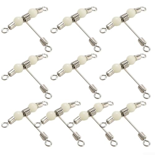 Edelstahl T-Form Rolling Fishing Wirbel mit leuchtenden Perlen für zuverlässige Verbindung und reibungslose Rotation Geeignet für verschiedene Angel-Setups einschließlich Felsangeln (klein) von Sandyseptember