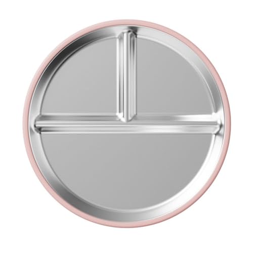 Edelstahl-Teller für Kleinkinder, geteilte Abschnitte mit zuverlässigem Saugfuß (dunkelrot) von Sandyseptember