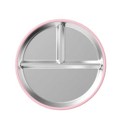 Edelstahl-Teller für Kleinkinder, geteilte Abschnitte mit zuverlässigem Saugfuß (hellrot) von Sandyseptember