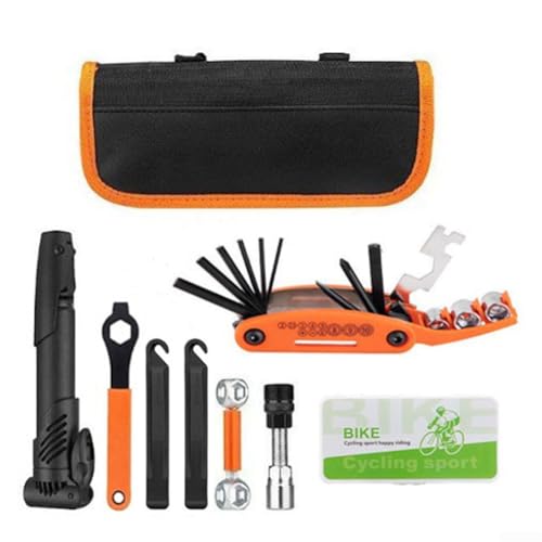 Fahrrad Reparatur Werkzeug Set mit Pumpe und Flicken, perfekt für lange Fahrten und Abenteuer (25020) von Sandyseptember