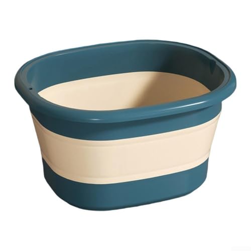 Faltbarer Fußbadeimer aus Silikon mit einziehbarem Design, entworfen für bequemen Transport und Lagerung, geeignet für Fußeinweichen und Entspannung (keine Abdeckung blau) von Sandyseptember