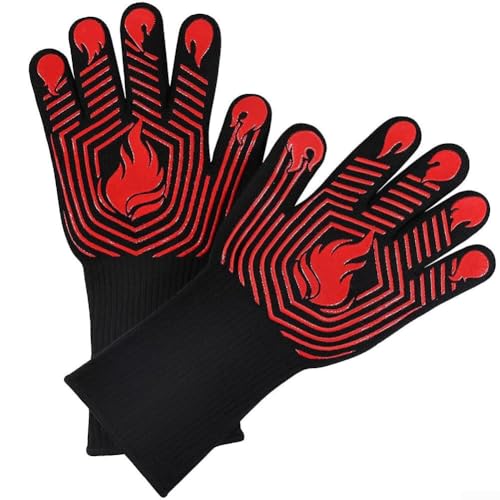 Grillhandschuhe mit hoher Hitze und einzigartigem Design, bequem und leicht zu pflegen (rot) von Sandyseptember