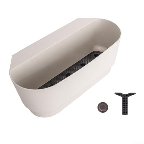 Hängender Blumentopf für Balkongeländer mit schlankem Design, um Außenbereiche zu verschönern und eine Vielzahl von Pflanzen mit stabiler Kunststoffkonstruktion (weiß) von Sandyseptember