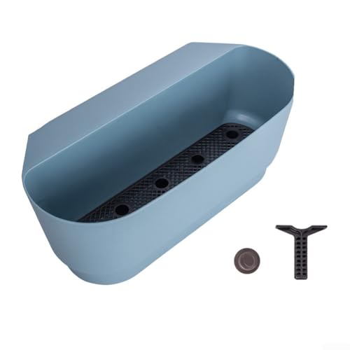 Hängender Blumentopf für Balkongeländer mit schlankem Design, um Außenbereiche zu verschönern und eine Vielzahl von Pflanzen mit stabiler Kunststoffkonstruktion zu unterstützen (blau) von Sandyseptember