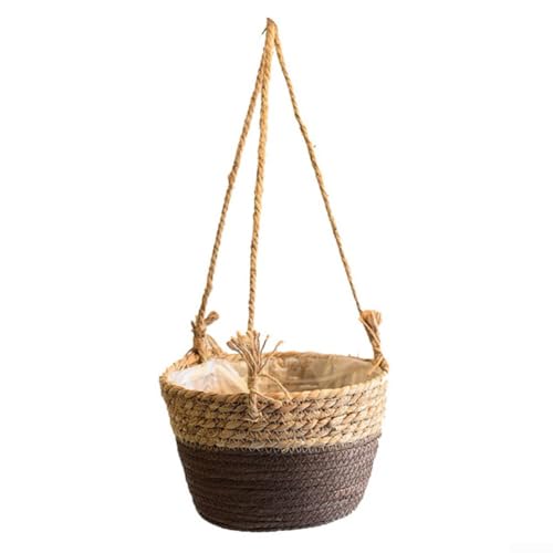 Handgefertigter Rattan-Blumentopf zum Aufhängen, perfekt zur Verschönerung Ihrer Wohnkultur (Curry-Farbe) von Sandyseptember