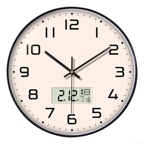 Minimalistische digitale Wanduhr mit Kalender und Temperaturanzeige, leiser Betrieb für Schlafzimmer, Wohnzimmer, Arbeitszimmer (A) von Sandyseptember