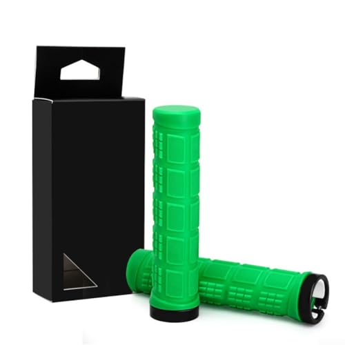 Mountainbike-Lenkergriffe mit Sicherungsring, wasserdichtes Gummi und Aluminiumlegierung, leichtes Design, geeignet für 22 2 mm MTB-Lenker (grün) von Sandyseptember