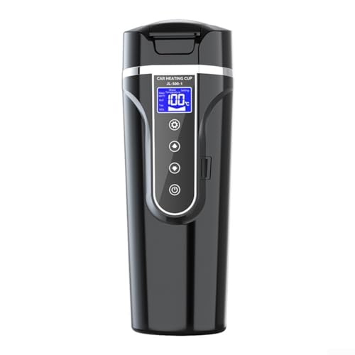 Reisefreundlicher elektrischer Auto-Becher, 500 ml Edelstahl-Wasserkocher mit effizienten Heizfunktionen in kompaktem Design (schwarz) von Sandyseptember