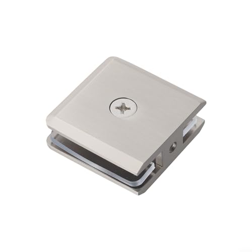 Robuste Messing U-Klemme für Badezimmer-Glasplatten, geeignet für 8 bis 12 mm Dicke, elegantes quadratisches Design (gebürstet) von Sandyseptember