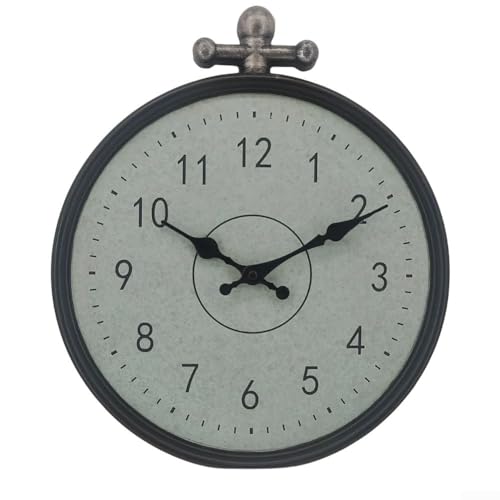 Runde Wanduhr für den Innen- und Außenbereich mit wasserdichtem Kunstharz, Vintage-Design, leiser Mechanismus und klarem Zifferblatt für Garten oder Terrasse (schwarz) von Sandyseptember