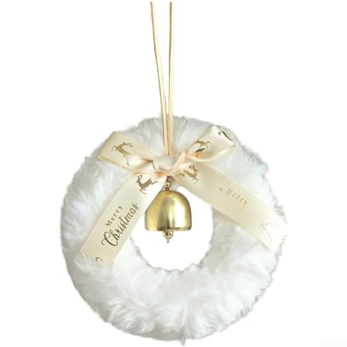 Saisonaler Kranz zum Aufhängen, mit Glocken und Schleife, romantisches Design für Fenster und Türen (EJ0209S-Weiß) von Sandyseptember