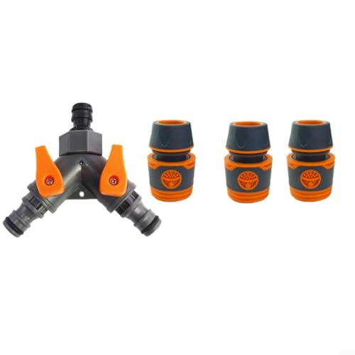 Sandyseptember 3-Wege-Gartenschlauch-Verteiler mit Schnellverbindungsstücken und Absperrventilen für separate Kontrolle des Wasserflusses an jedem Auslass (1,27 cm) von Sandyseptember