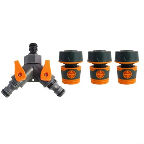 Sandyseptember 3-Wege-Gartenschlauch-Verteiler mit Schnellverbindungsstücken und Absperrventilen für separate Kontrolle des Wasserflusses an jedem Auslass (1,9 cm) von Sandyseptember