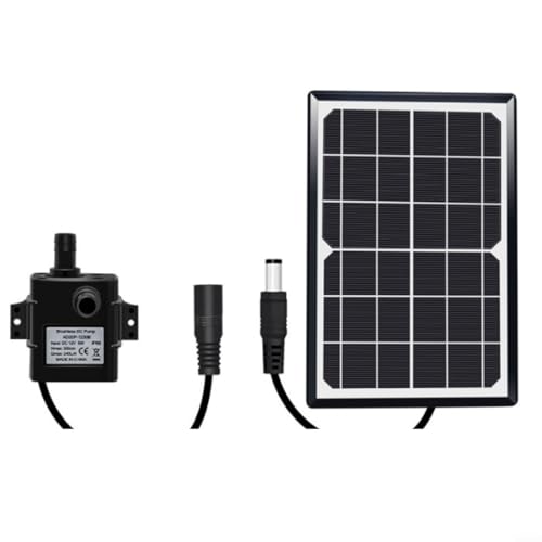 Sandyseptember 9 V Solar-Wasserpumpsystem mit 6 W oder 10 W gehärtetem Glas Solarpanel und 5 V DC-Pumpe, 240 l/h Durchflussmenge, 2 m Schlauch für Wasserspiele im Freien (6 W) von Sandyseptember